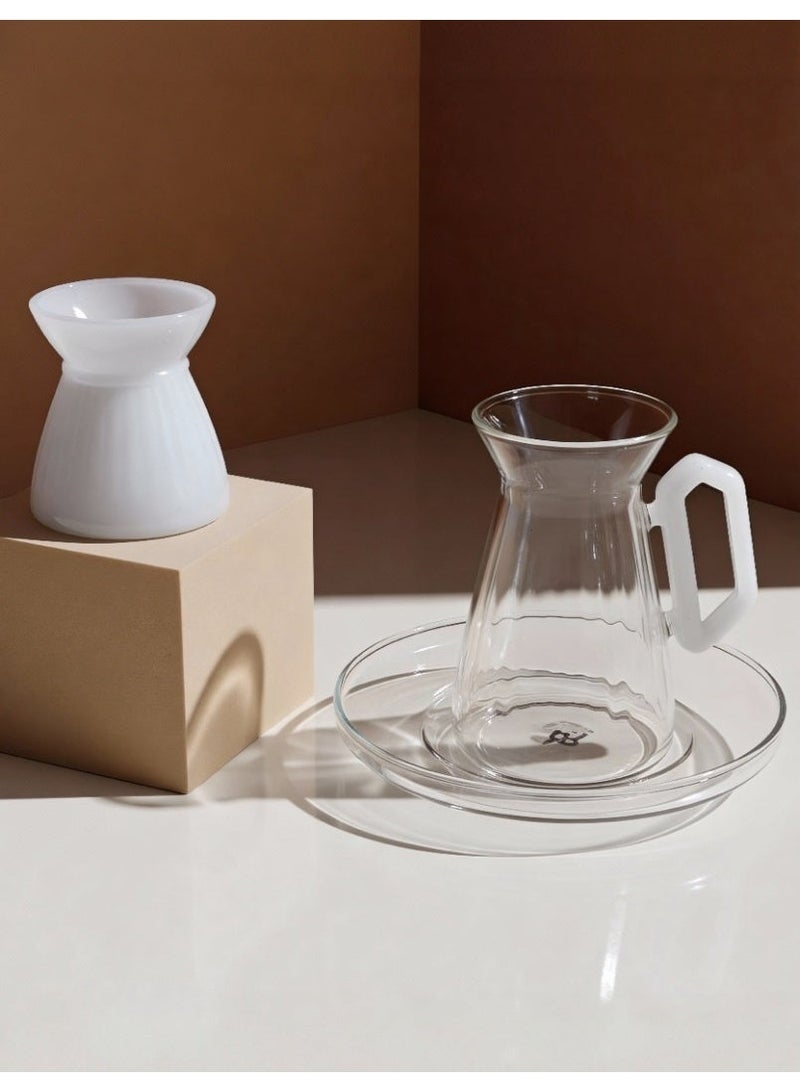 Raz طقم أكواب شاي وقهوة من زجاج أورا | أكواب شاي عربية عصرية | علبة هدايا فاخرة - Image 1